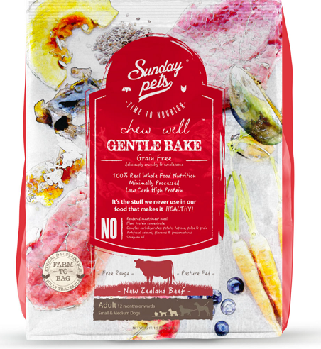 SundayPets Dog Gentle Bake Beef Adult Small/Medium Breed 1,3kg