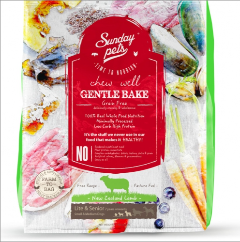 SundayPets Dog Gentle Bake Lamb Lite&Senior Small/Medium Breed 1,3kg