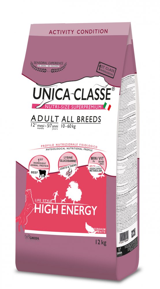 Unica Classe Dog Adult All Breeds High Energy Beef 12kg