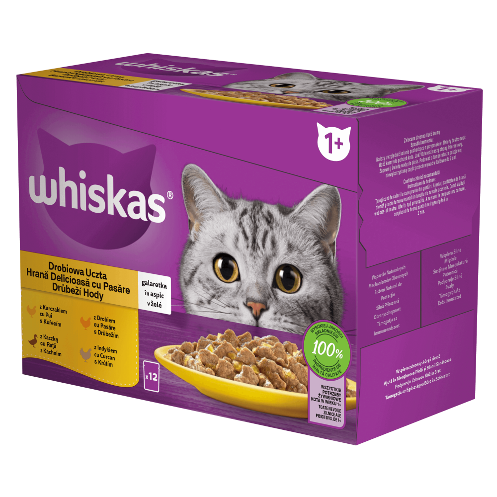 Whiskas kapsičky Drůbeží Hody v želé 12x85g