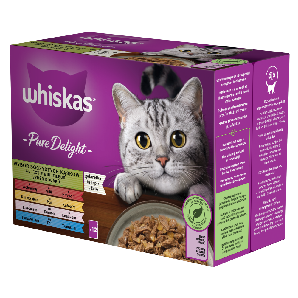 Whiskas kapsičky Pure Delight Výběr Kousků v želé 12x85g