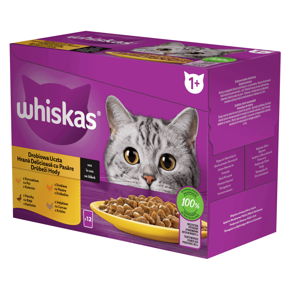 Whiskas kapsičky Drůbeží Hody ve šťávě 12x85g