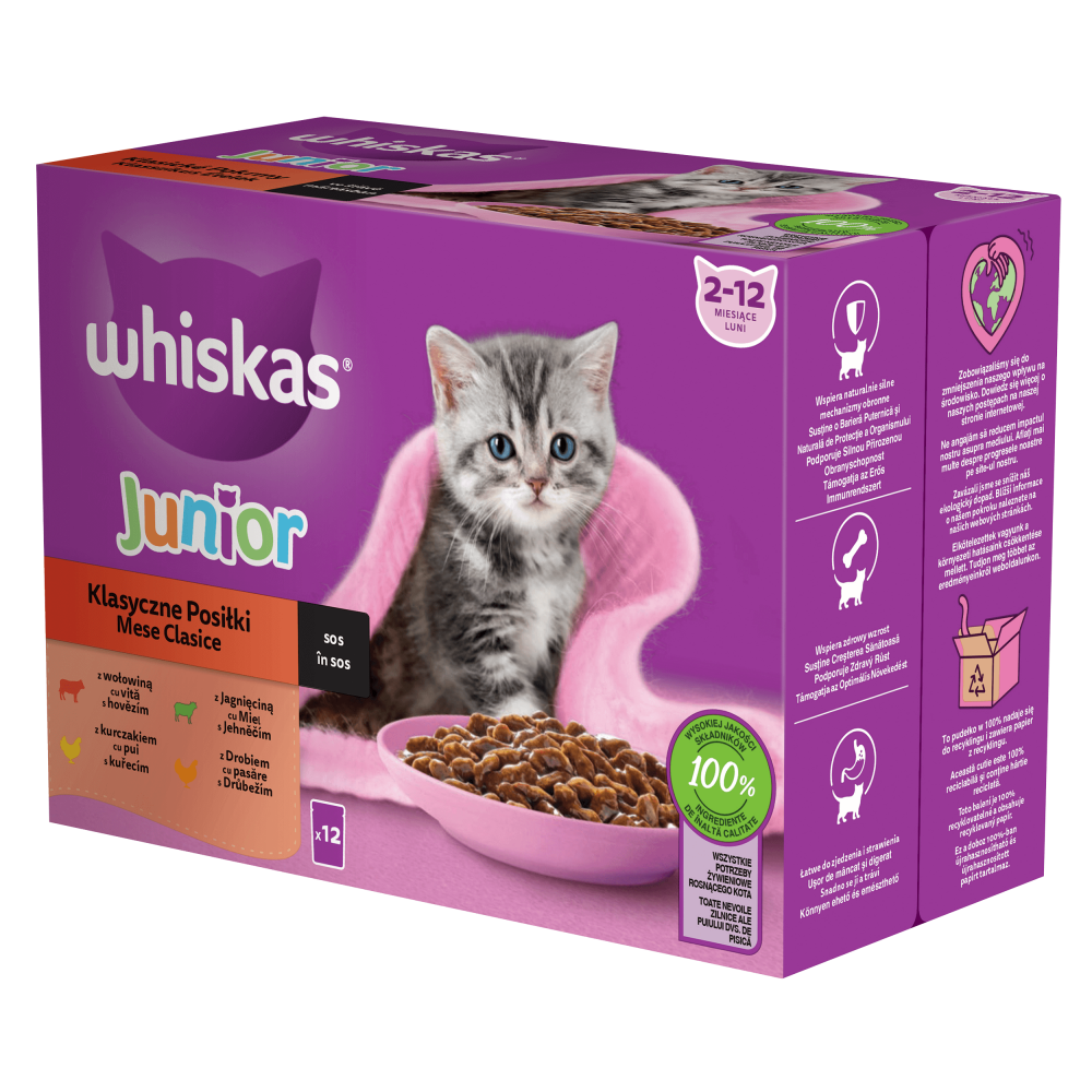 Whiskas kapsičky Junior Klasické pokrmy ve šťávě 12x85g