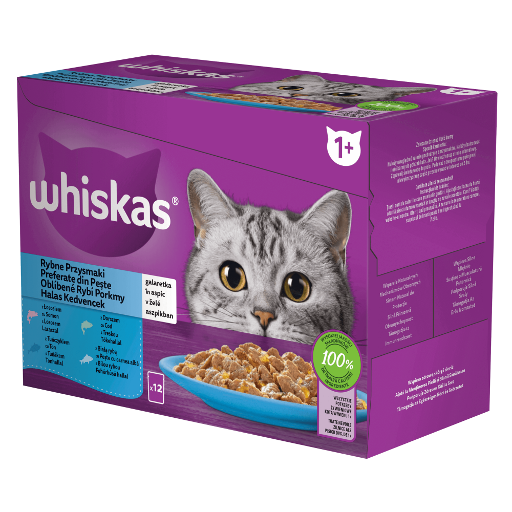 Whiskas kapsičky Oblíbené Rybí Pokrmy v želé 48x85g