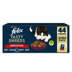 Felix Tasty Shreds Jumbo Pack Hovězí/kuře/kachn...