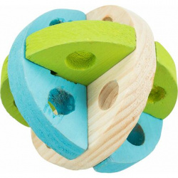 Trixie Dřevěný barevný míček na hraní a pamlsky...