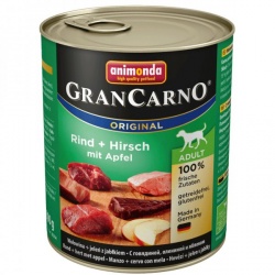 Gran Carno Adult konzerva hovězí + jelení maso s jablky 800g