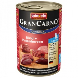 Gran Carno Junior konzerva hovězí + krůtí srdce 400g
