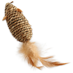 Hračka Magic Cat myška mořská tráva s pírky 18 cm