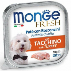 Monge Fresh Dog Paštika a kousky s krůtou 100g