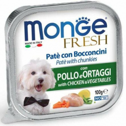 Monge Fresh Dog Paštika a kousky s kuřetem a ze...